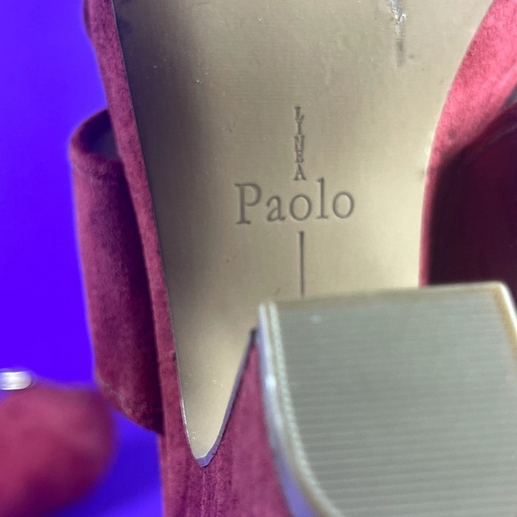 Linea‎ Paolo Red Suede Criss-Cross Ankle Strap Sandals Women's Size 7.5-NEW - Picture 9 of 10